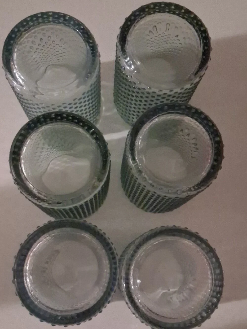 Set of 6 Textured Green Glass Tumblers - Home Accents
